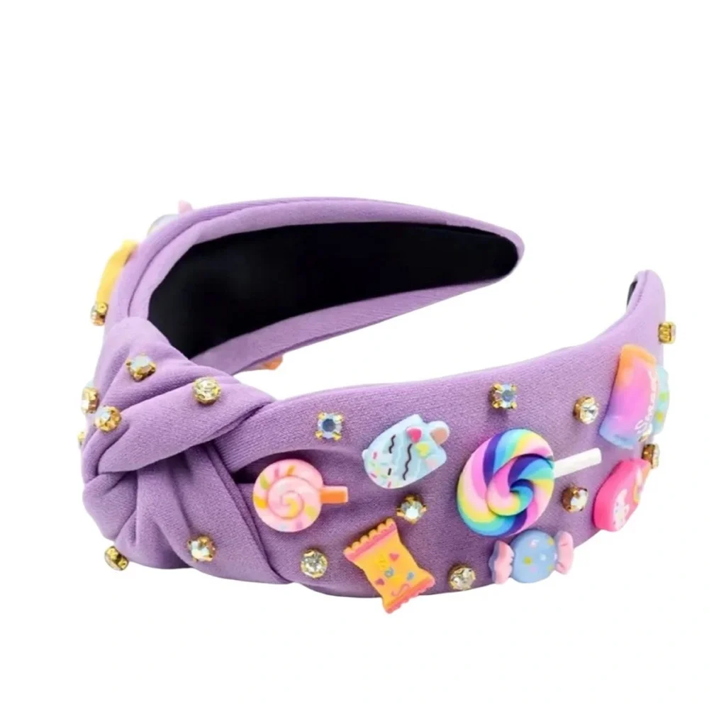 Purple Candy and Rhinestone Embellished Headband